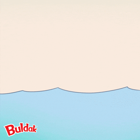 A Cartoon Character Sitting On A Wooden Raft With The Words Oh Hi There Above Him GIF