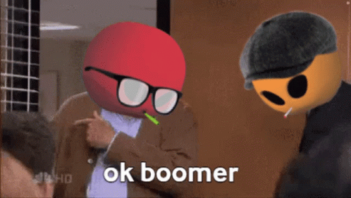 A Cartoon Character Smoking A Cigarette And A Cartoon Character With Glasses Says Ok Boomer GIF