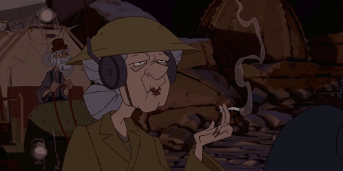 A Cartoon Character Smoking A Cigarette With The Words We 'Re All Gonna Die Behind Her GIF