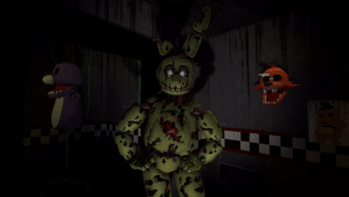 A Cartoon Character Standing In A Dark Room GIF