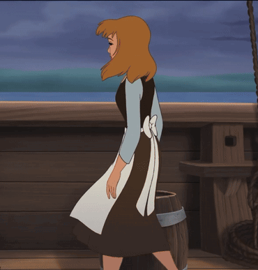 A Cartoon Character Standing Next To A Barrel With The Ocean In The Background GIF