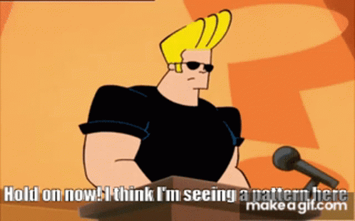 A Cartoon Character Stands At A Podium And Says Hold On Now I Think I M Seeing A Pattern Here GIF