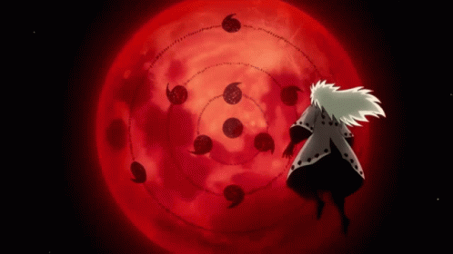 A Cartoon Character Stands In Front Of A Red Full Moon GIF