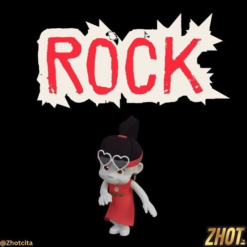 A Cartoon Character Stands In Front Of A Rock Sign GIF