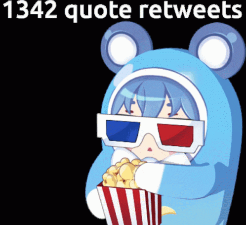 A Cartoon Character Wearing 3D Glasses Eating Popcorn GIF