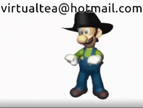 A Cartoon Character Wearing A Black Cowboy Hat And Overalls Is Dancing . GIF