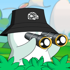 A Cartoon Character Wearing A Black Hat Is Holding Binoculars GIF