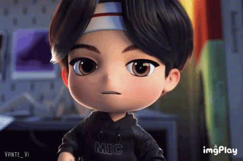 A Cartoon Character Wearing A Black Hoodie That Says Mic GIF