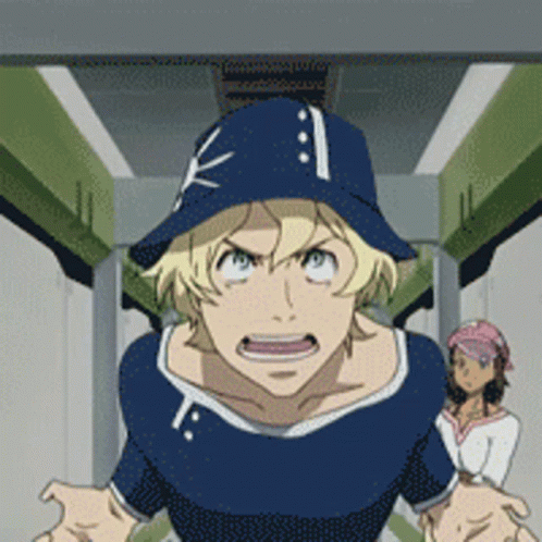 A Cartoon Character Wearing A Blue Hat With A K On It GIF