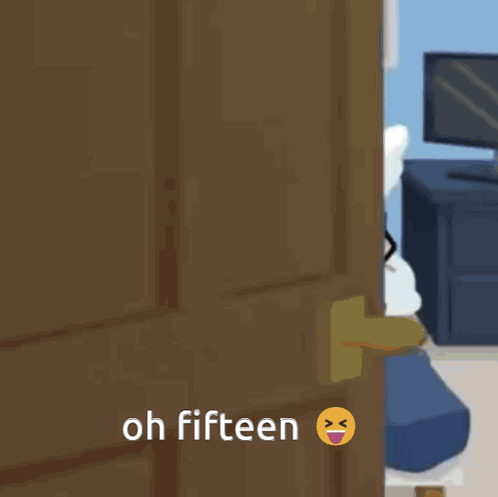 A Cartoon Character Wearing A Blue Hat With E = M + 1 On It GIF