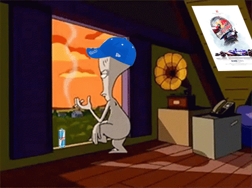 Cartoon Character With Blue Hat Looking Out Window GIF