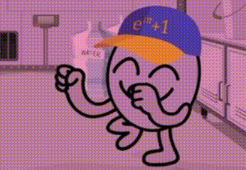 A Cartoon Character Wearing A Blue Hat With The Number E + 1 On It GIF