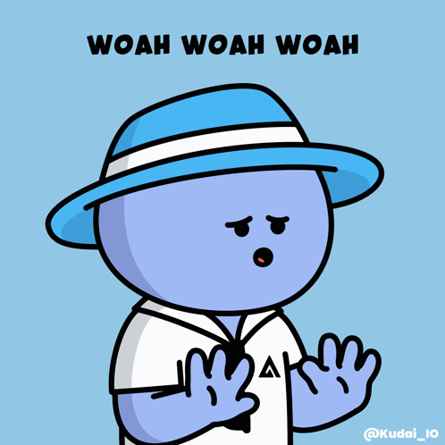 A Cartoon Character Wearing A Blue Hat With The Words Woah Woah Woah Below Him GIF