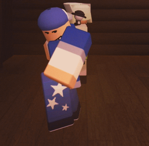a cartoon character wearing a blue hoodie and a hat