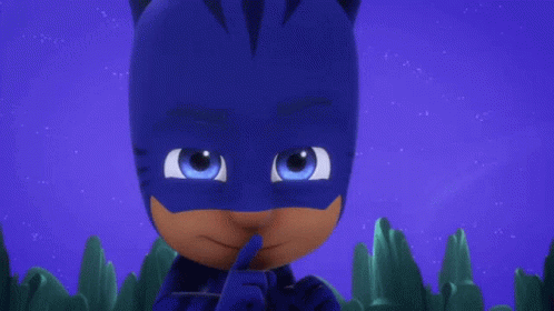 A Cartoon Character Wearing A Blue Mask And Gloves GIF