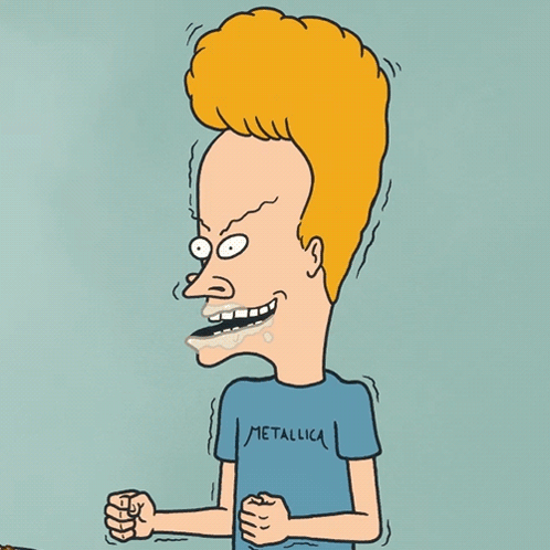 A Cartoon Character Wearing A Blue Metallica Shirt GIF