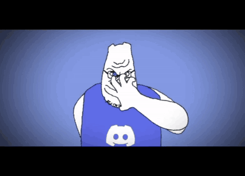 A Cartoon Character Wearing A Blue Shirt With A Discord Logo GIF