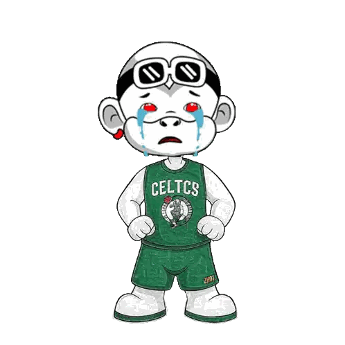 a cartoon character wearing a celtics jersey is crying