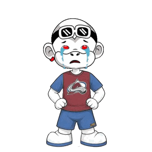 a cartoon character wearing a colorado avalanche shirt