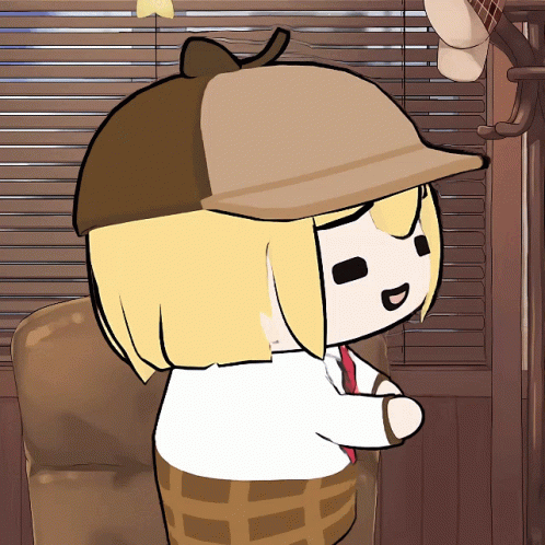 A Cartoon Character Wearing A Detective Hat And A Tie GIF