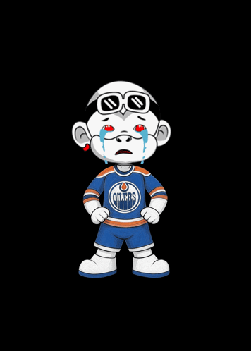 A Cartoon Character Wearing A Edmonton Oilers Jersey GIF