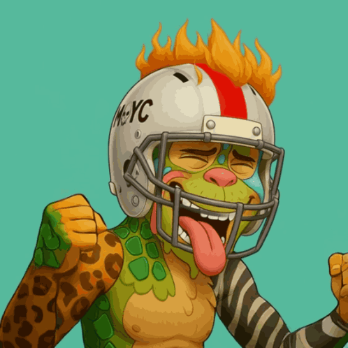 a cartoon character wearing a football helmet that says nyc