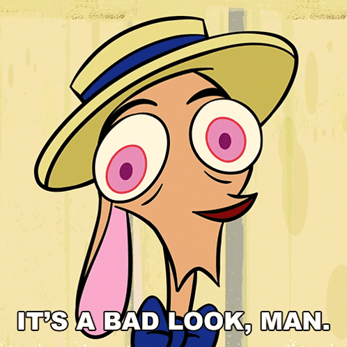 A Cartoon Character Wearing A Hat And A Bow Tie Says " It 'S A Bad Look Man " GIF