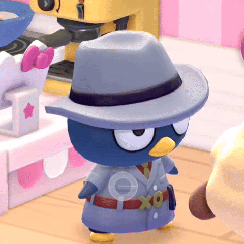 A Cartoon Character Wearing A Hat And A Coat With A Xoxo On The Belt GIF