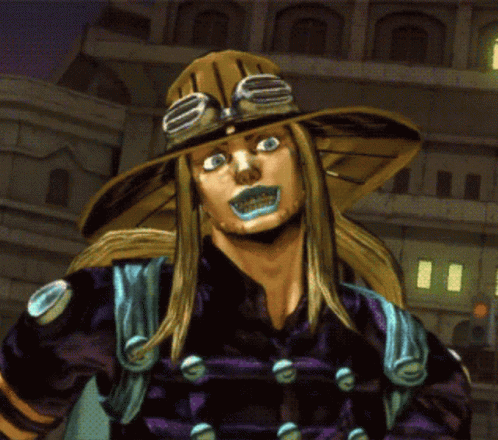 A Cartoon Character Wearing A Hat And Goggles With A Blue Mouth GIF