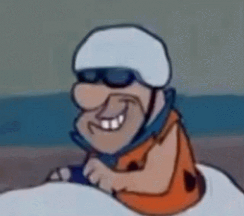 A Cartoon Character Wearing A Helmet And Sunglasses Is Driving A Jet Ski . GIF