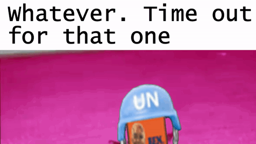 A Cartoon Character Wearing A Helmet That Says Un On It . GIF