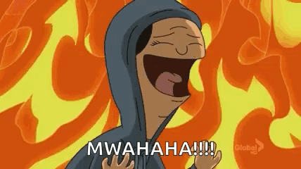 A Cartoon Character Wearing A Hoodie Is Laughing In Front Of A Fire Background . GIF