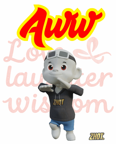 A Cartoon Character Wearing A Hoodie That Says ' Zhot ' On It GIF