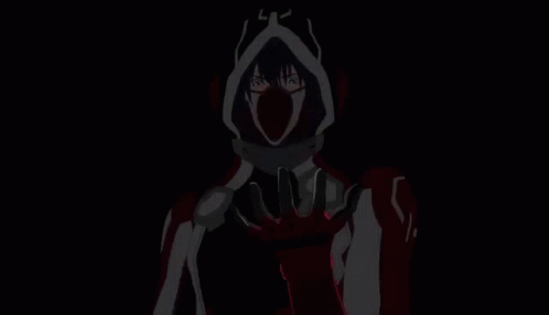A Cartoon Character Wearing A Mask And Wings Is Standing In Front Of A Feathered Background . GIF