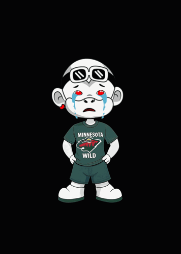 A Cartoon Character Wearing A Minnesota Wild Shirt Is Crying GIF