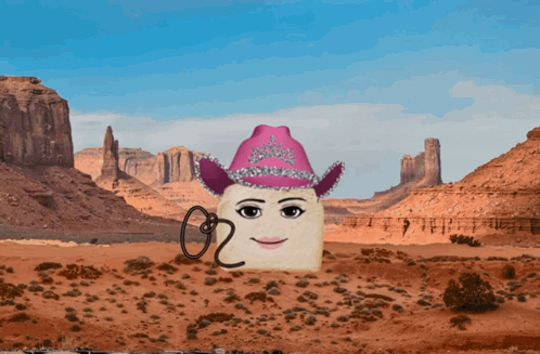 A Cartoon Character Wearing A Pink Cowboy Hat With The Number 20 On It GIF