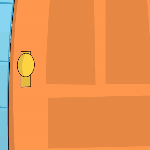 A Cartoon Character Wearing A Polar Bear Hat And Glasses Is Peeking Out Of A Door GIF