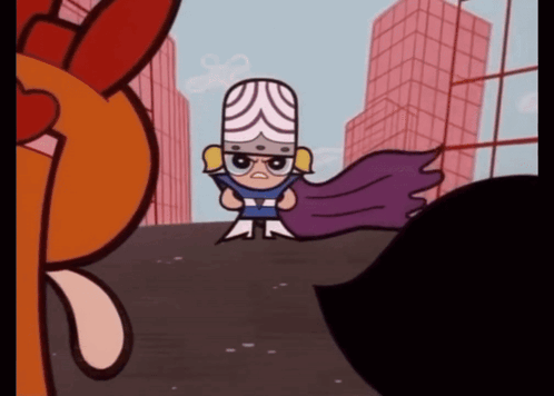A Cartoon Character Wearing A Purple Cape And A White Hat GIF