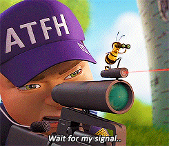 A Cartoon Character Wearing A Purple Hat That Says Atfh Wait For My Signal GIF