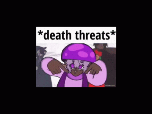 A Cartoon Character Wearing A Purple Mushroom Hat Is Standing Next To A Group Of People . GIF
