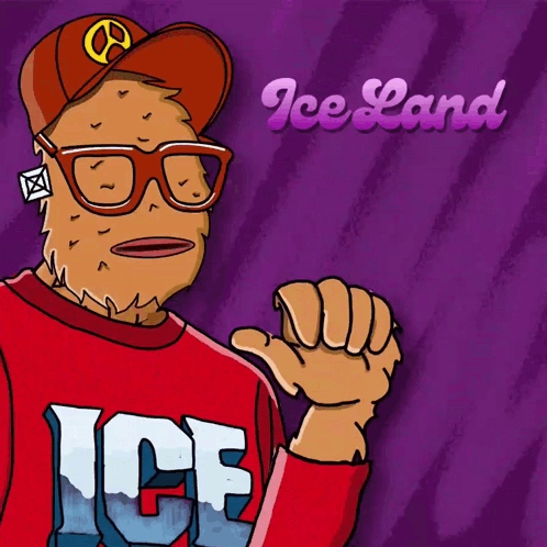 A Cartoon Character Wearing A Red Iceland Shirt GIF