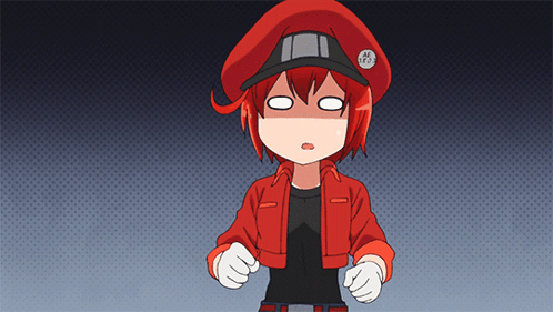 A Cartoon Character Wearing A Red Jacket And A Black Hat With A Badge That Says Al GIF