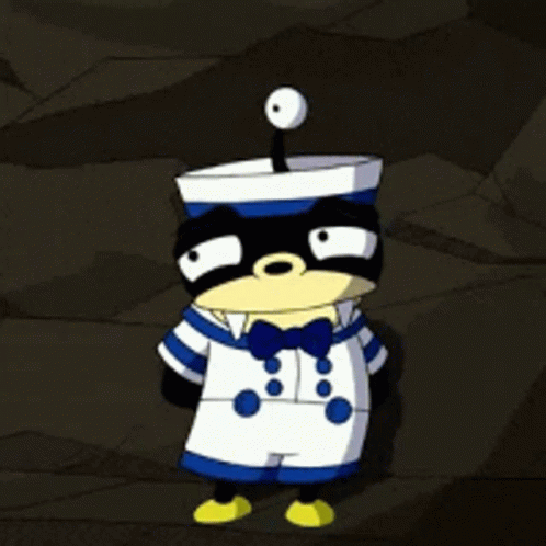 A Cartoon Character Wearing A Sailor Outfit And A Hat GIF