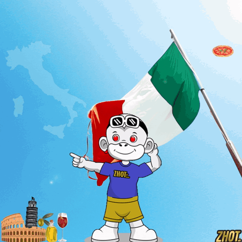 A Cartoon Character Wearing A Shirt That Says " Zhot " GIF