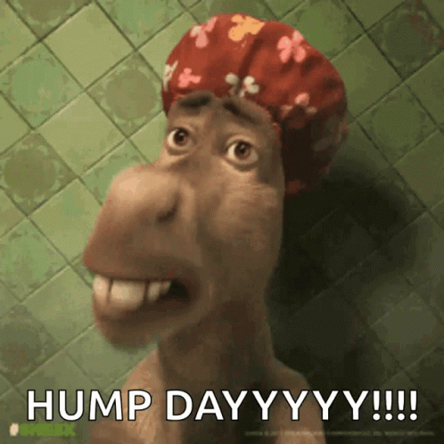 A Cartoon Character Wearing A Shower Cap Says Hump Day Yy GIF