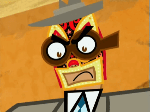 A Cartoon Character Wearing A Sombrero And A Mask With The Letter A On His Shirt GIF