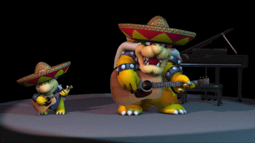Cartoon Man Wearing Sombrero Holding Guitar GIF