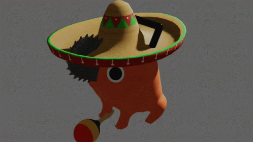A Cartoon Character Wearing A Sombrero Is Holding A Maracas GIF
