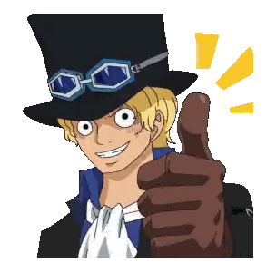 a cartoon character wearing a top hat and goggles is giving a thumbs up