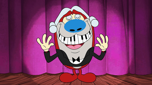 A Cartoon Character Wearing A Tuxedo And A Hat With Piano Keys GIF